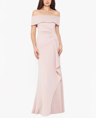 XSCAPE Ruffled Off-The-Shoulder Gown ...